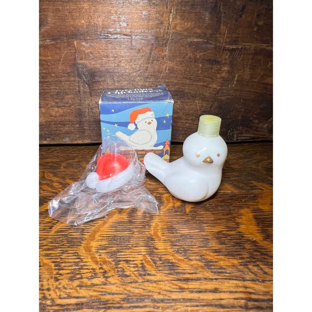 Vintage Avon Precious Chickadee Sun Blossoms Cologne Milk Glass Bird Bottle NIB